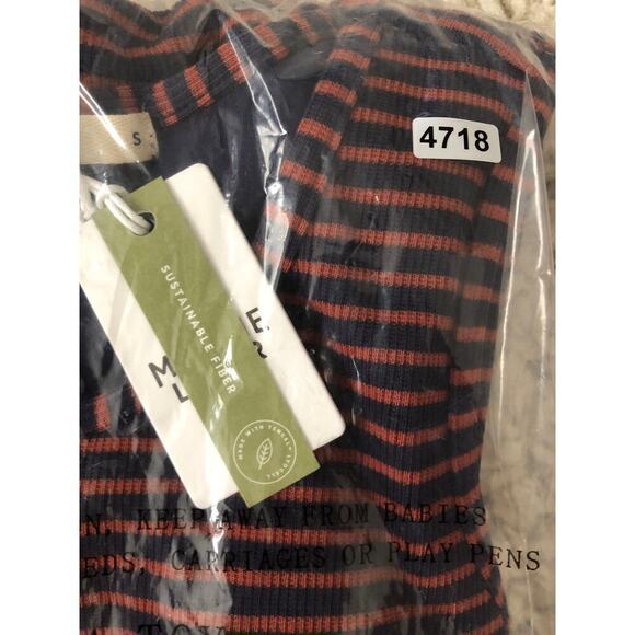 Marine Layer Lexi Daytime Dress Rib Sleeveless Midi Eclipse Auburn Stripe NWT S - Picture 6 of 7